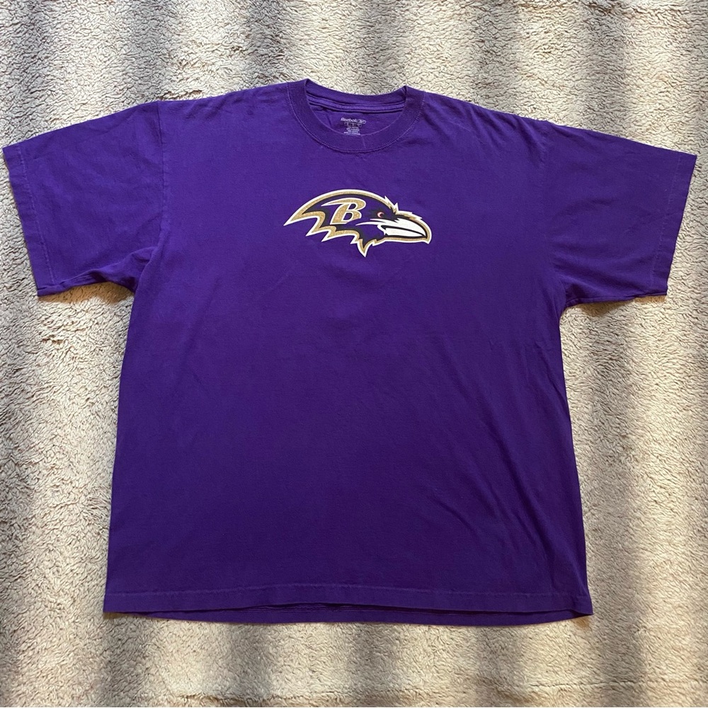 NFL Baltimore Ravens Reebok Tee Shirt Men’s XL Purple AFC North #5 Flacco